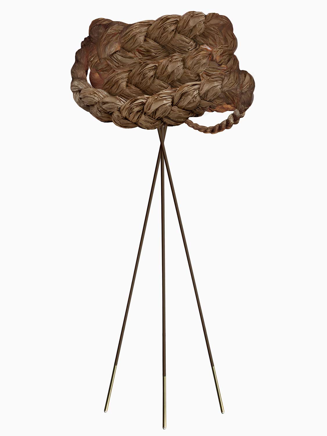 Brown Paper Braided Unique Handmade Floor  Lamp | Cozy Atmosphere Lighting | Contemporary Natural Lighting for Living room,  Bedroom & Lobby | Sustainable Design Lighting | baby & kids room lighting | Natural interior | mammalampa The Bride free-standing lamp L