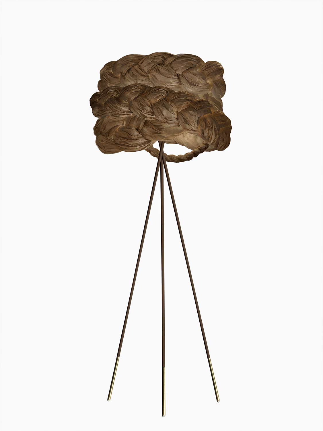 Brown Paper Braided Unique Handmade Floor  Lamp | Cozy Atmosphere Lighting | Contemporary Natural Lighting for Living room,  Bedroom & Lobby | Sustainable Design Lighting | baby & kids room lighting | Natural interior | mammalampa The Bride free-standing lamp M