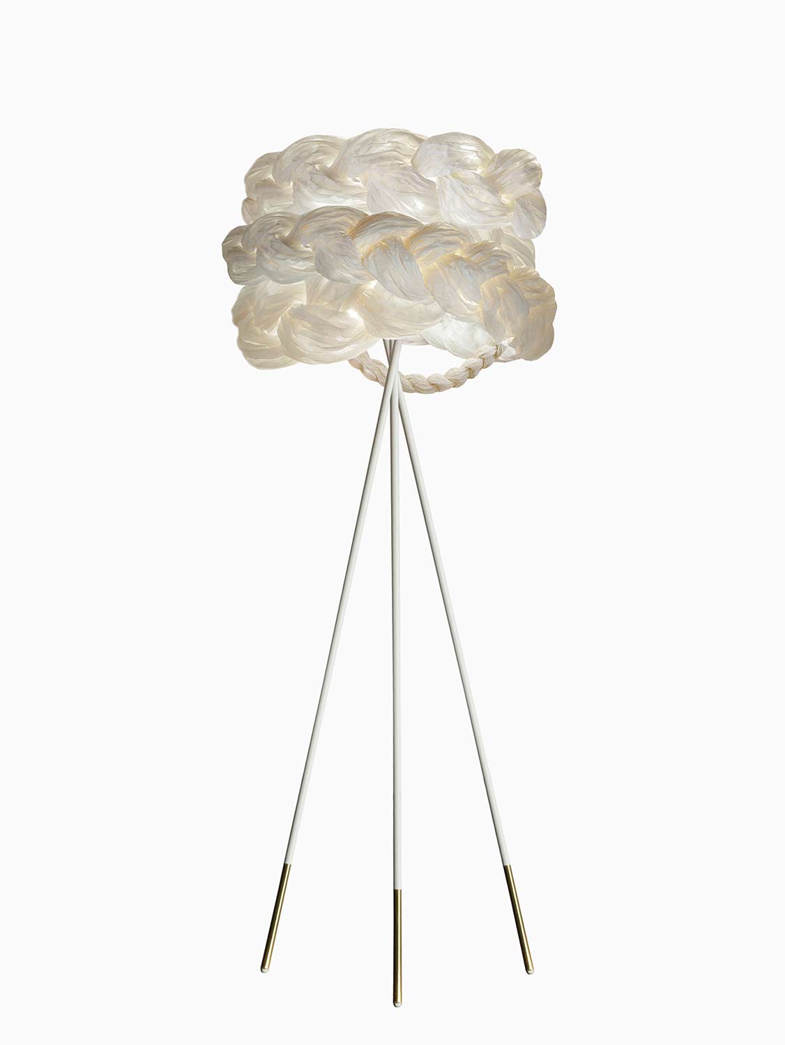 White Paper Braided Unique Handmade Floor  Lamp | Cozy Atmosphere Lighting | Contemporary Natural Lighting for Living room,  Bedroom & Lobby | Sustainable Design Lighting | baby & kids room lighting | White interior | mammalampa The Bride free-standing lamp M