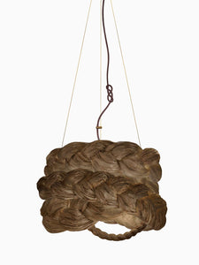 Brown Paper Braided Unique Handmade Pendant Lamp | Cozy Atmosphere Lighting | Contemporary Natural Lighting for Living room,  Bedroom & Lobby | Sustainable Design Lighting | baby & kids room lighting | Natural interior | mammalampa The Bride suspension lamp M