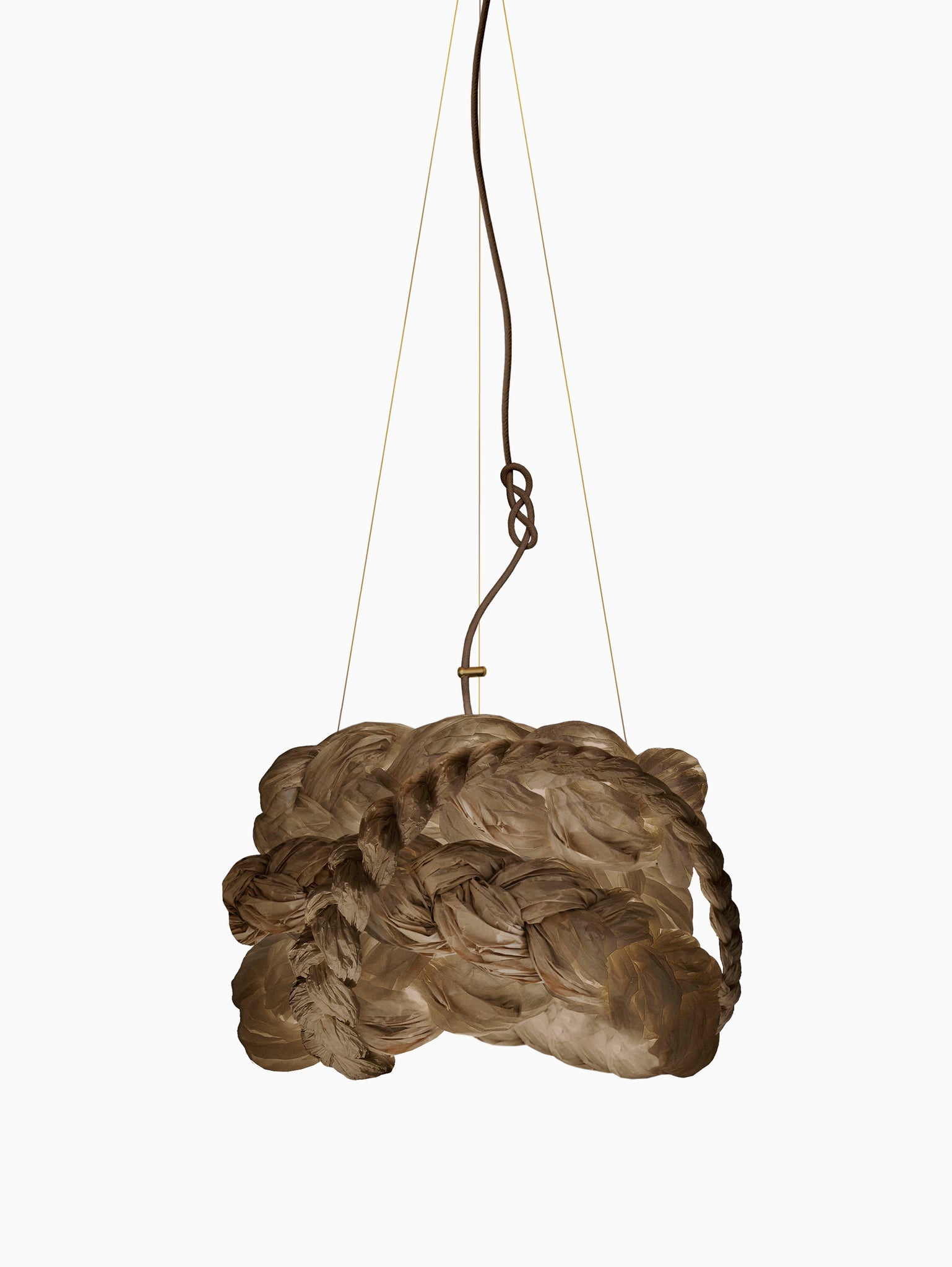 Brown Paper Braided Unique Handmade Pendant Lamp | Cozy Atmosphere Lighting | Contemporary Natural Lighting for Living room,  Bedroom & Lobby | Sustainable Design Lighting | mammalampa The Bride suspension lamp S