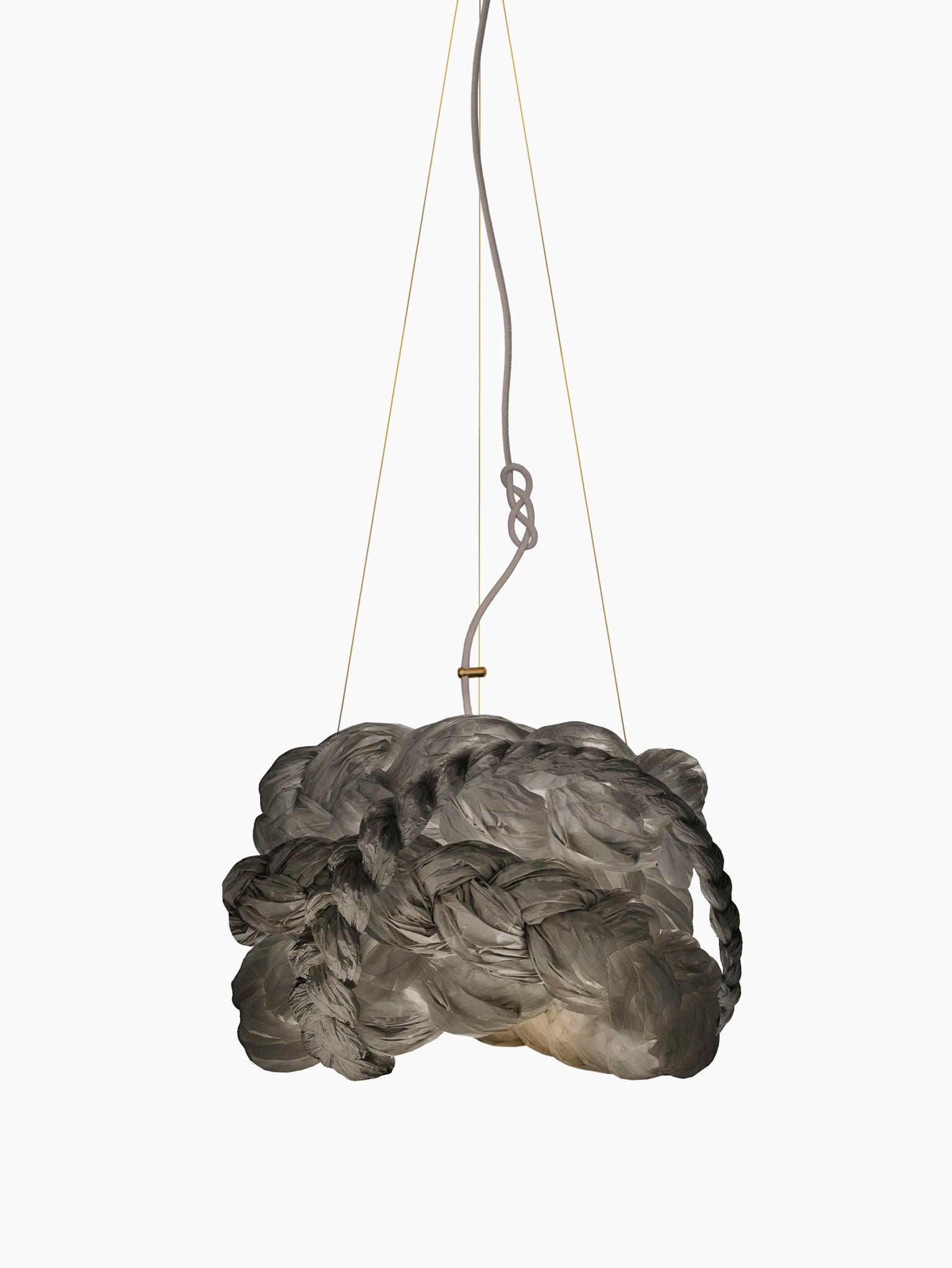 Graphite Paper Braided Unique Handmade Pendant Lamp | Cozy Atmosphere Lighting | Contemporary Natural Lighting for Living room,  Bedroom & Lobby | Sustainable Design Lighting | mammalampa The Bride suspension lamp S