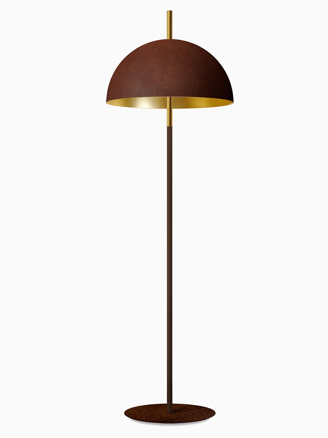Luxury 23,75 kt Gold Free-standing lamp | Contemporary Handmade Corroded Steel Dome Lighting | Lobby Restaurant Living room Decor | Design lighting | Natural Interior | Exclusive Golden platted  lamp | Cozy  Light | mammalampa The Queen Floor lamp