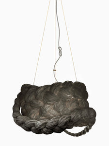 Graphite Paper Braided Unique Handmade Pendant Lamp | Cozy Atmosphere Lighting | Contemporary Natural Lighting for Living room,  Bedroom & Lobby | Sustainable Design Lighting | baby & kids room lighting | Gray lamp | mammalampa The Bride suspension lamp L