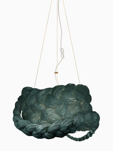 Turquoise Paper Braided Unique Handmade Pendant Lamp | Cozy Atmosphere Lighting | Contemporary Natural Lighting for Living room,  Bedroom & Lobby | Sustainable Design Lighting | baby & kids room lighting | Blue lamp | mammalampa The Bride suspension lamp L