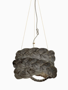 Graphite Paper Braided Unique Handmade Pendant Lamp | Cozy Atmosphere Lighting | Contemporary Natural Lighting for Living room,  Bedroom & Lobby | Sustainable Design Lighting | baby & kids room lighting | gray lamp | mammalampa The Bride suspension lamp M